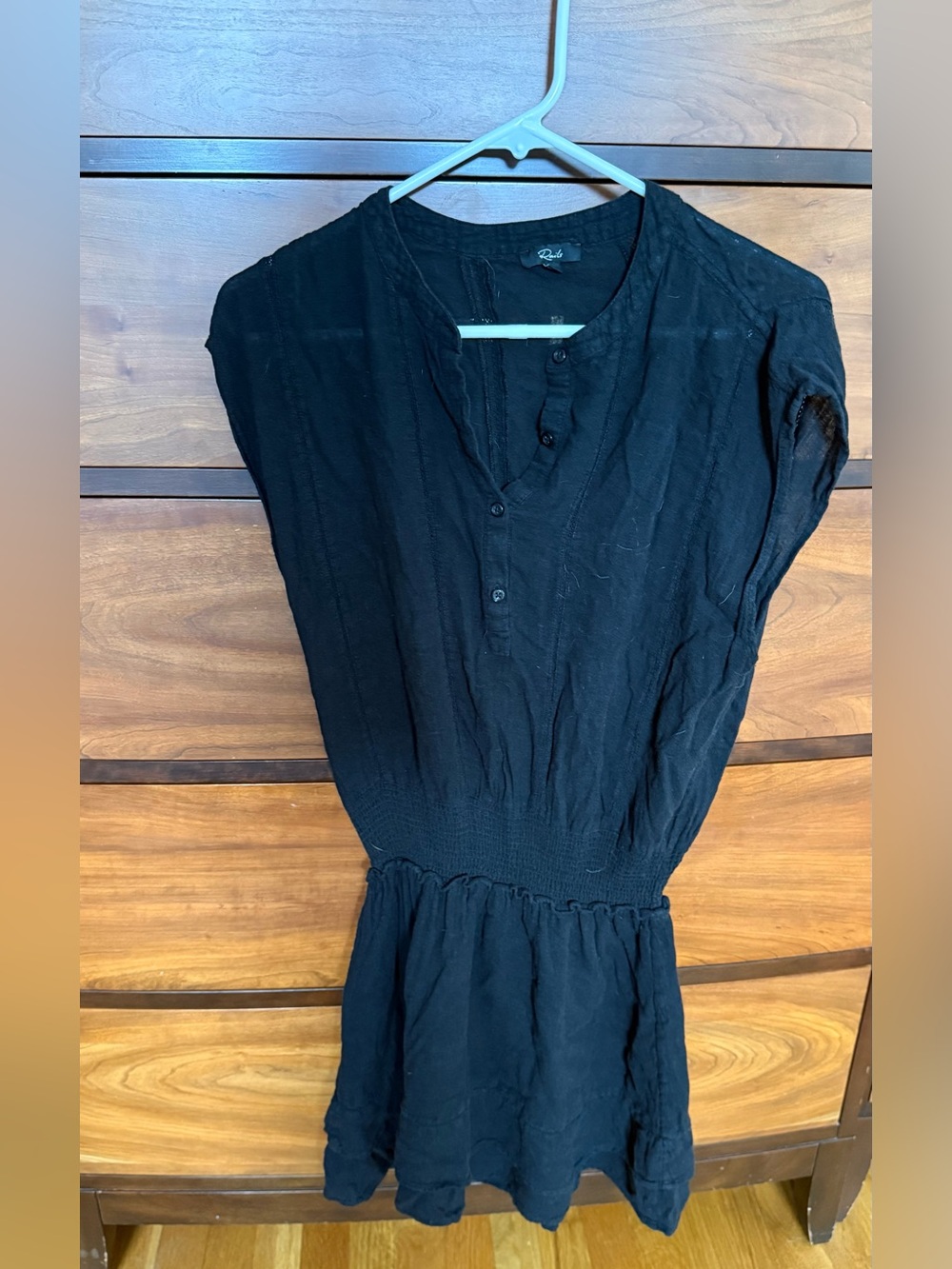 rails Black Short Sleeve Smocked Waist Dress size M